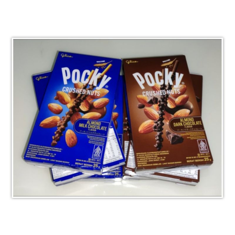 

Pocky Almond Dark Milk Chocolate 25 gr Biskuit Snack Cemilan