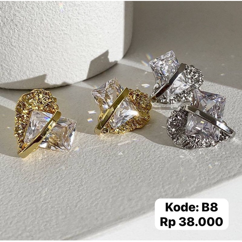 Best seller - anting permata ukir acrilic silver 925 needle titanium / simple sumpel subeng anting s