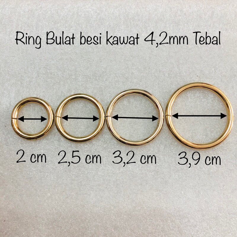 Ring bulat besi tebal warna emas muda per 12 pcs