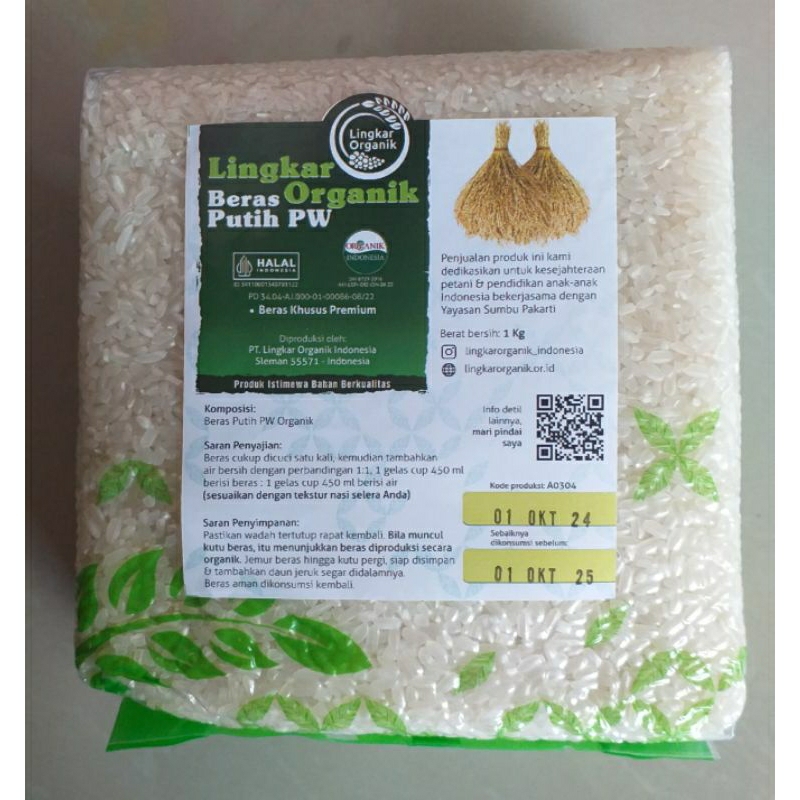 

Beras Putih Pandan Wangi 1kg vakum Lingkar Organik