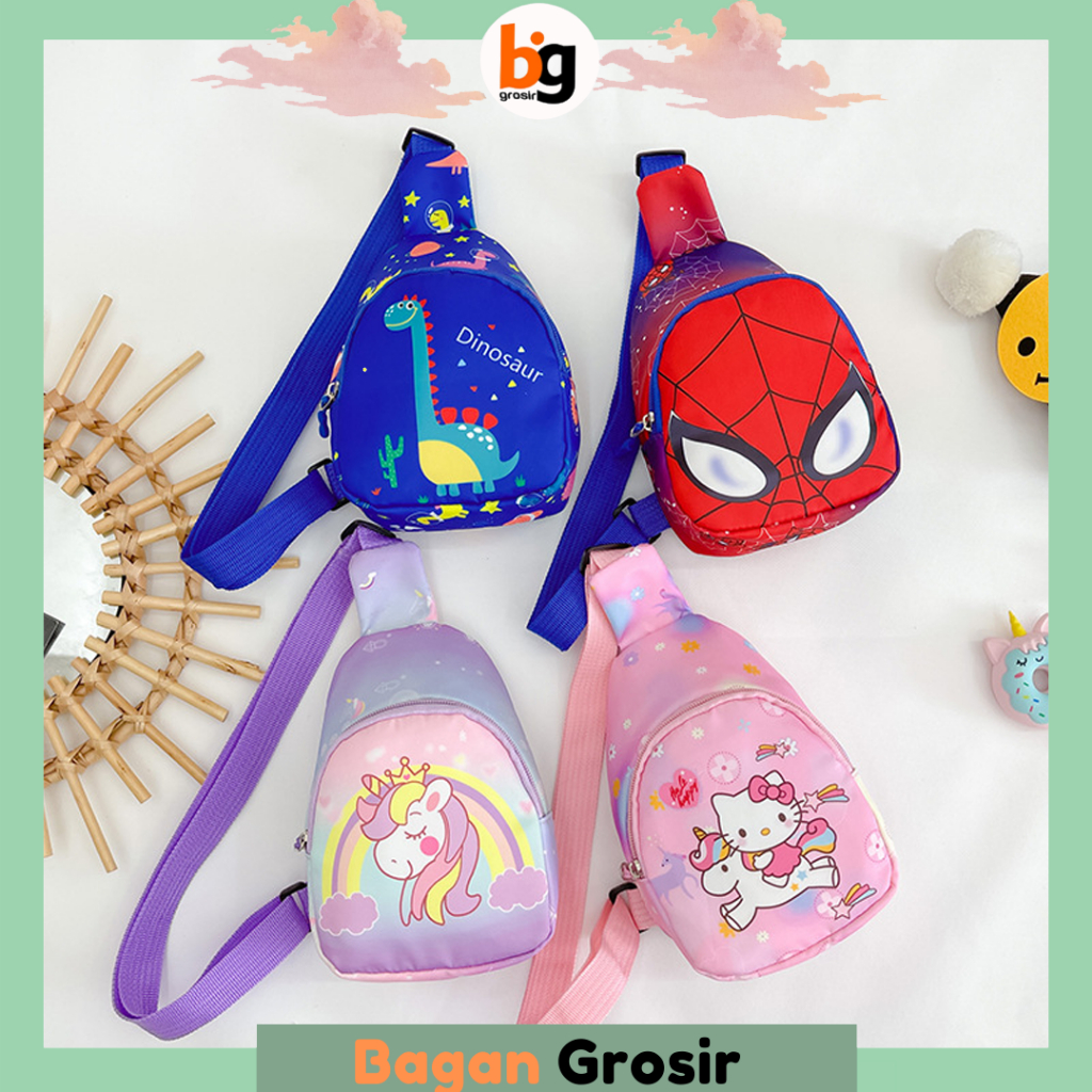 BG Tas Dada Anak-Anak Sekolah TK Lucu Fashion Tas Bahu Selempang anak Karakter import T292