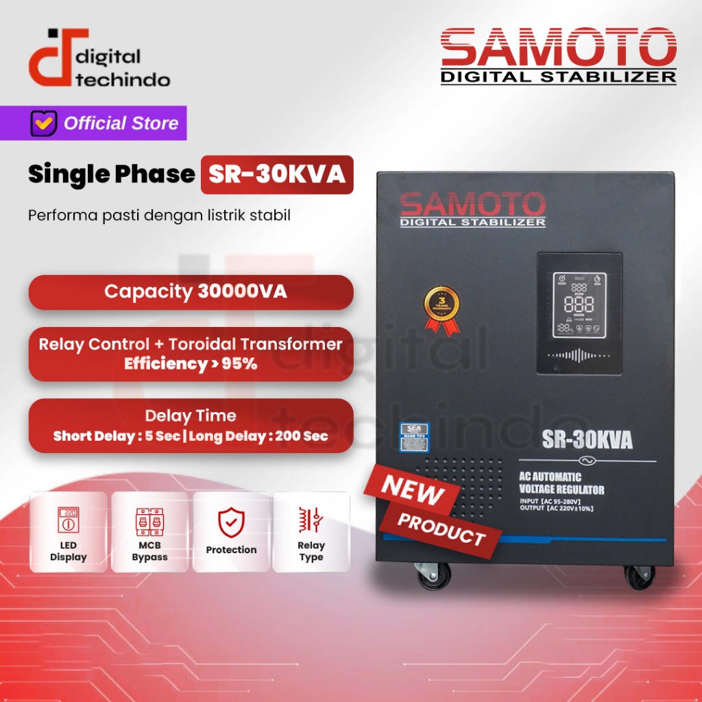 SAMOTO Relay Stabilizer 30KVA AVR Stabiliser 30000VA Relay Controlled Series SR30KVA