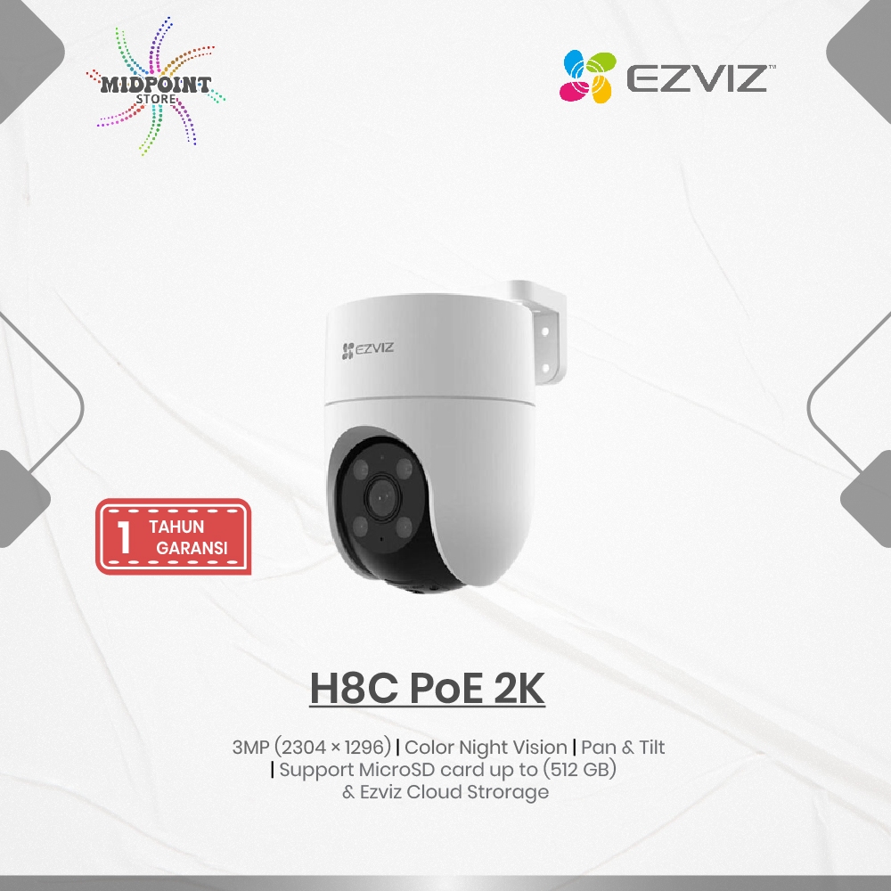 Ezviz H8C PoE 2K/3MP Pan & Tilt PoE Security Camera