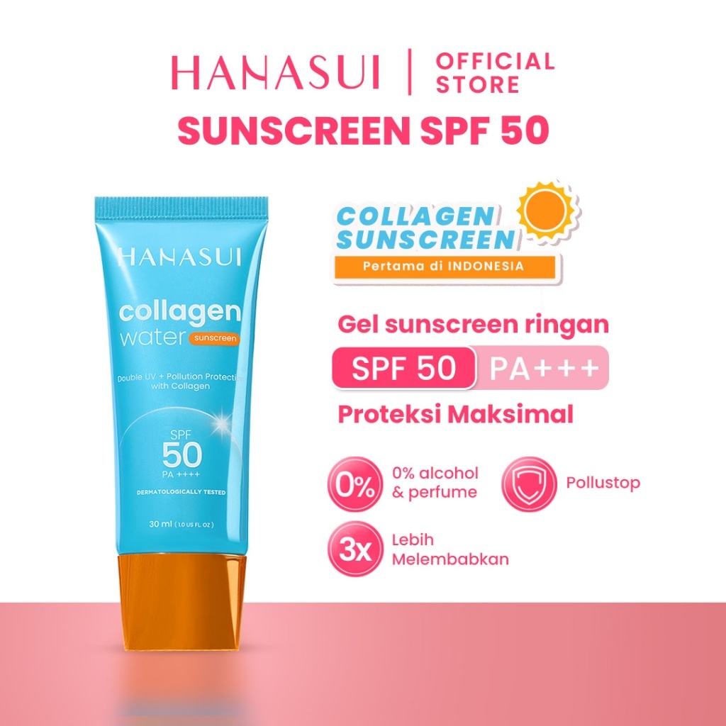 hanasui collagen water sunscreen spf50 30ml - hanasui sunscreen spf 50 - hanasui collagen water suns