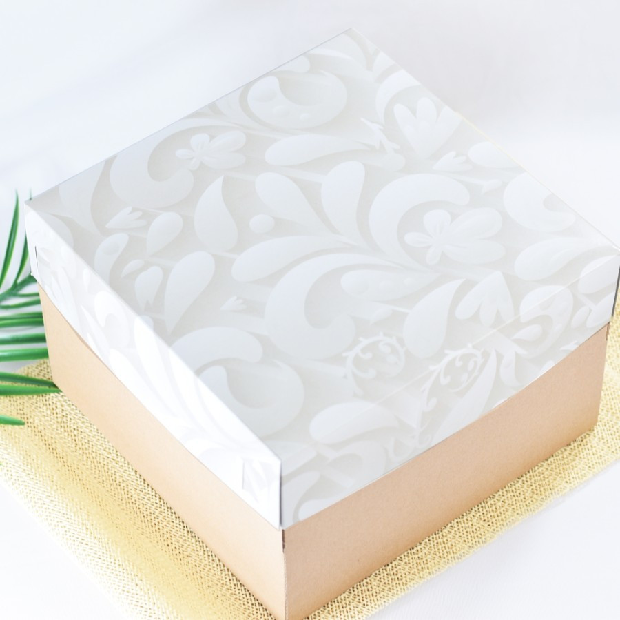 

Box Kue Ulang Tahun 30x30 Cm Kotak Cake Puding Dus Kue Brownies Tempat Roti Motif Bunga Cream