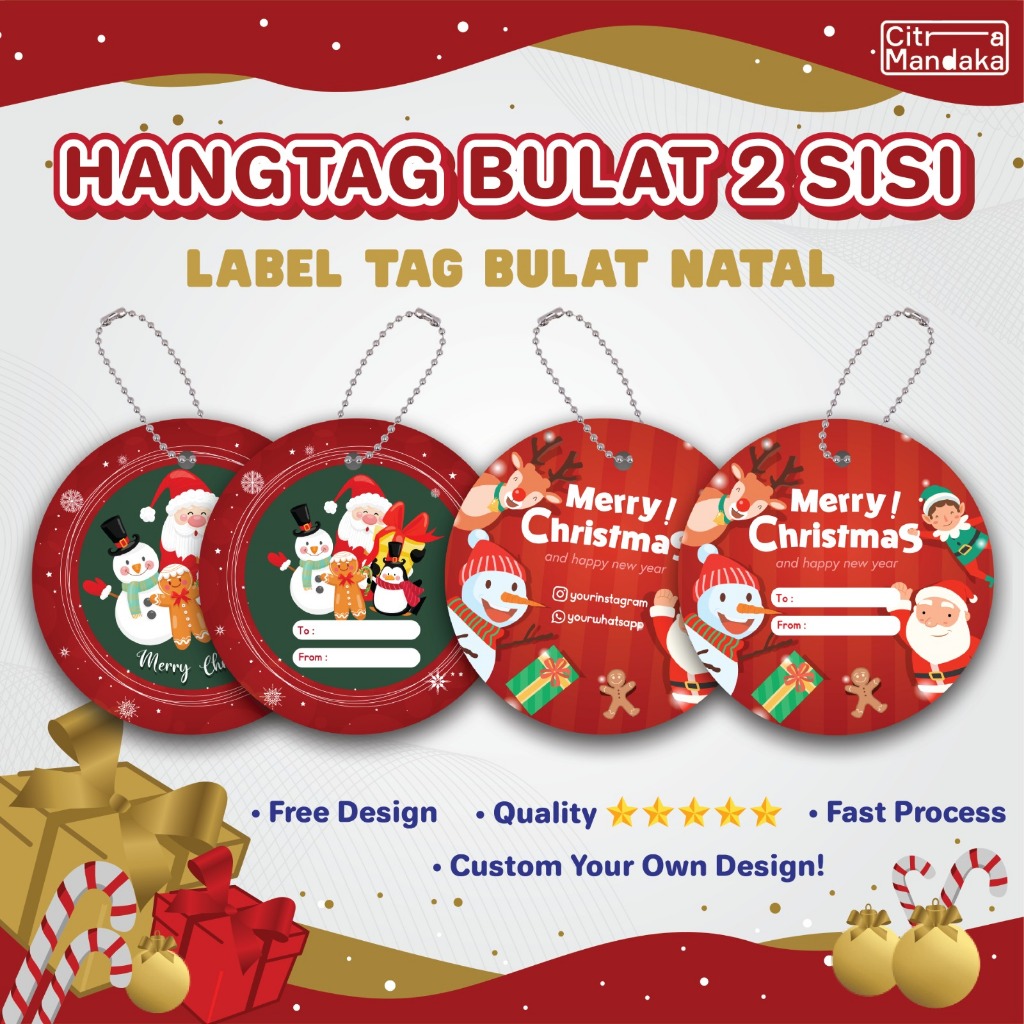 

Hang Tag Custom Christmas Gift Hampers Natal 2 Sisi Free Design