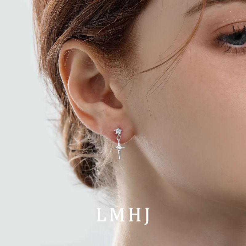 Anting Permata Kristal Salib S925