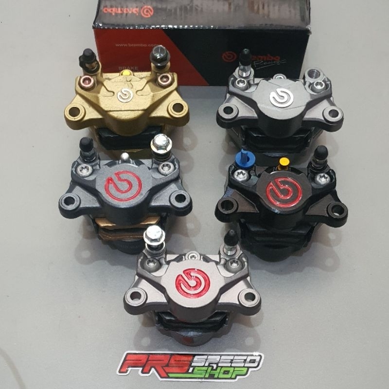 kaliper brembo 2p grey hitam gold 2piston copy logo timbul dan merah