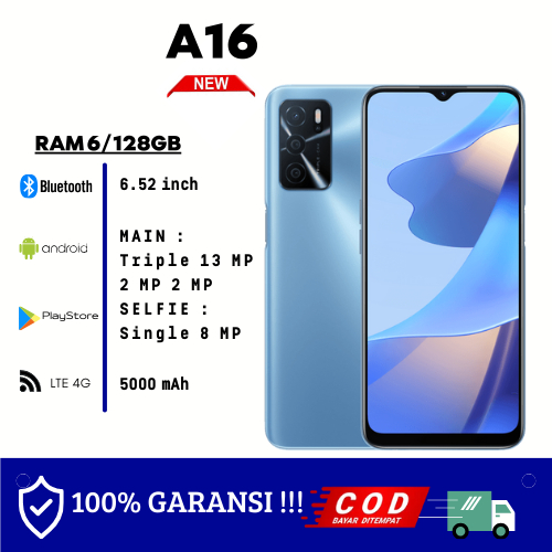 Oppo A16 Ram 6/128GB Garansi 1 Tahun