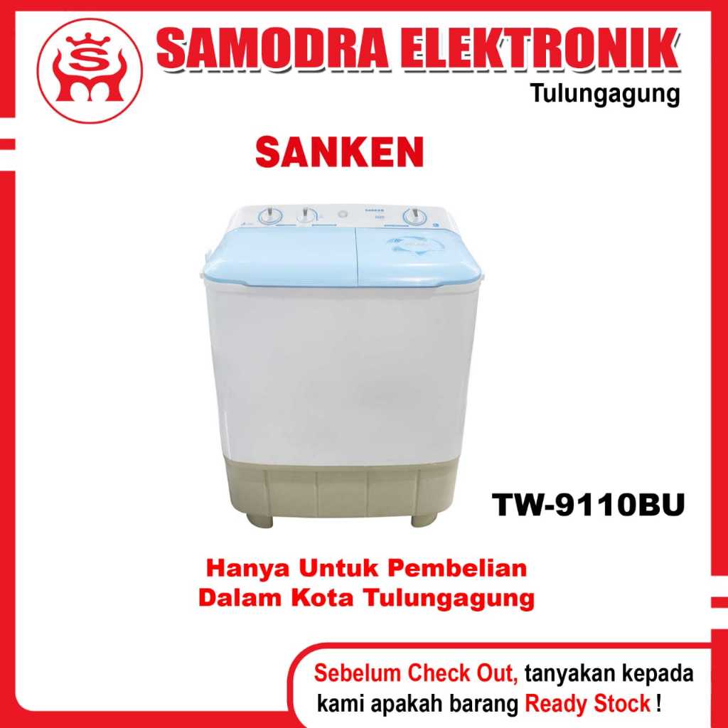 Mesin Cuci SANKEN TW-9110BU | Mesin Cuci Dua Tabung 7.5 Kg Sanken