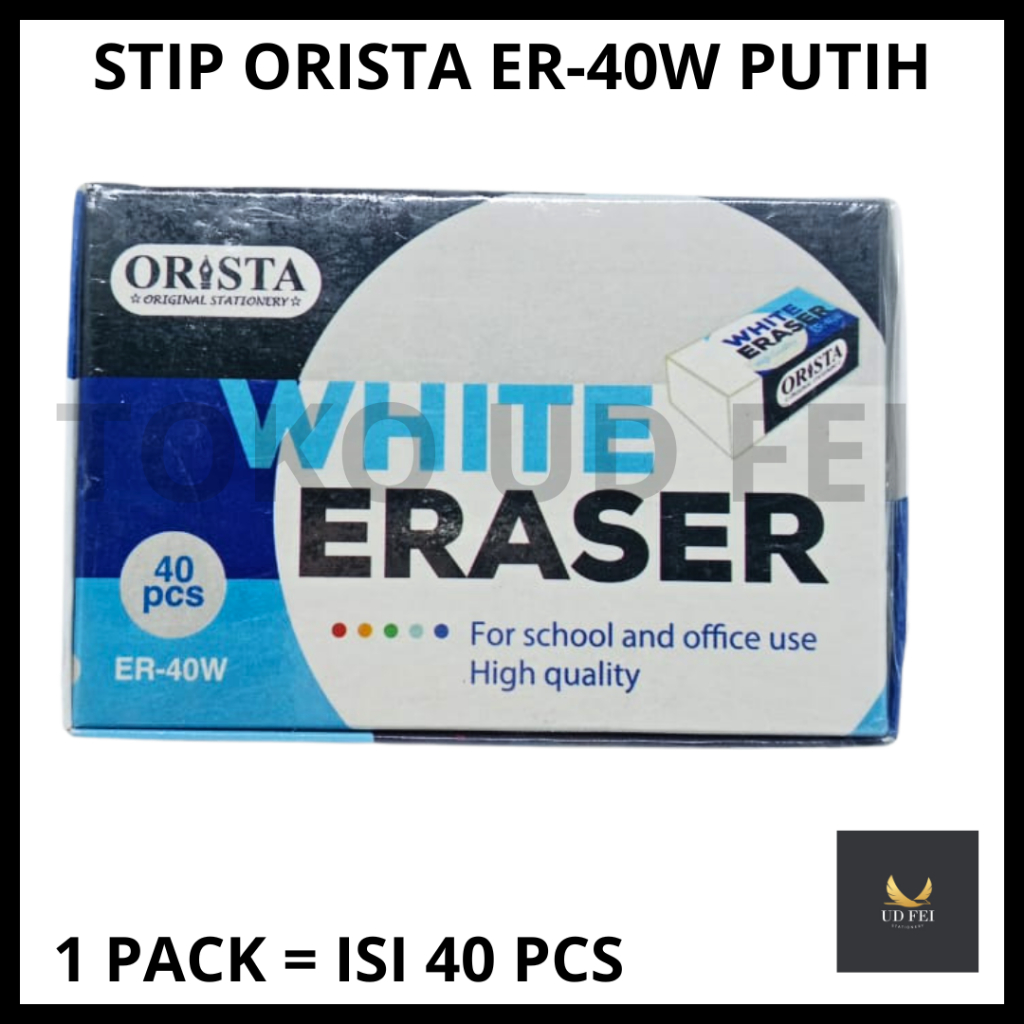 

(1 PACK= ISI 40 PCS) Stip ORISTA B40/ Stip ORISTA PUTIH / PENGHAPUS PUTIH MURAH/ PENGHAPUS PENSIL