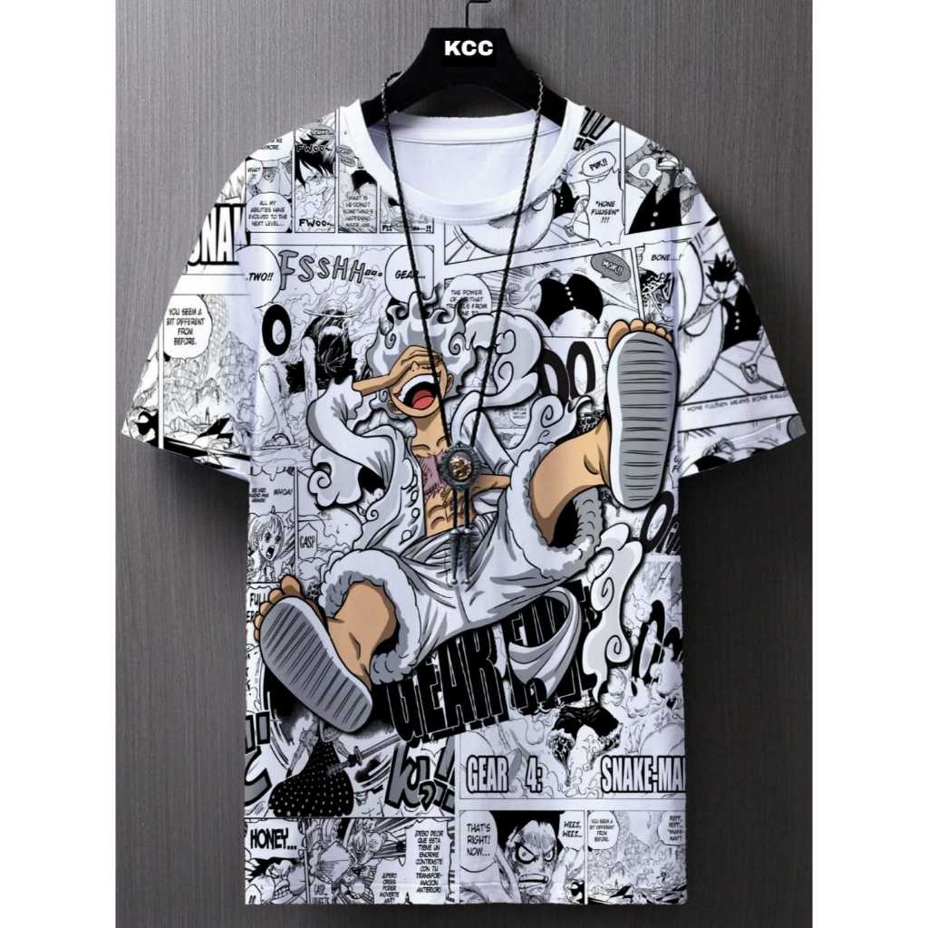 Kacio.co kaos putih animasi one piece komik fullprint pria dewasa distro keren tebal terbaru 2024