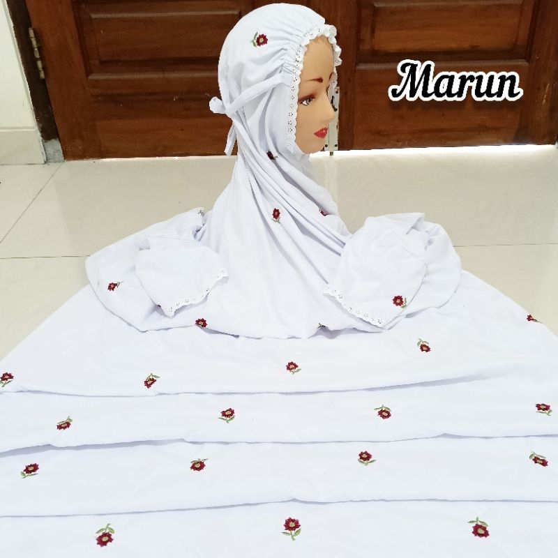 MUKENA LAJURAN BORDIR MOTIF SERIBU BUNGA MUKENAH TERUSAN/LANGSUNGAN SANTRI REMAJA