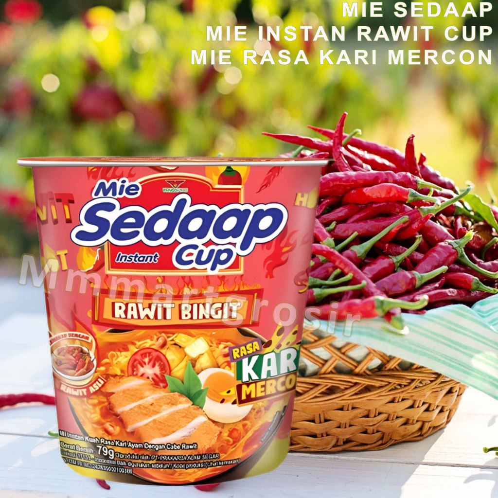 

Mie Sedaap / Mie Kuah Instan Rawit Cup / Mie Rasa Kari Mercon / 79gr