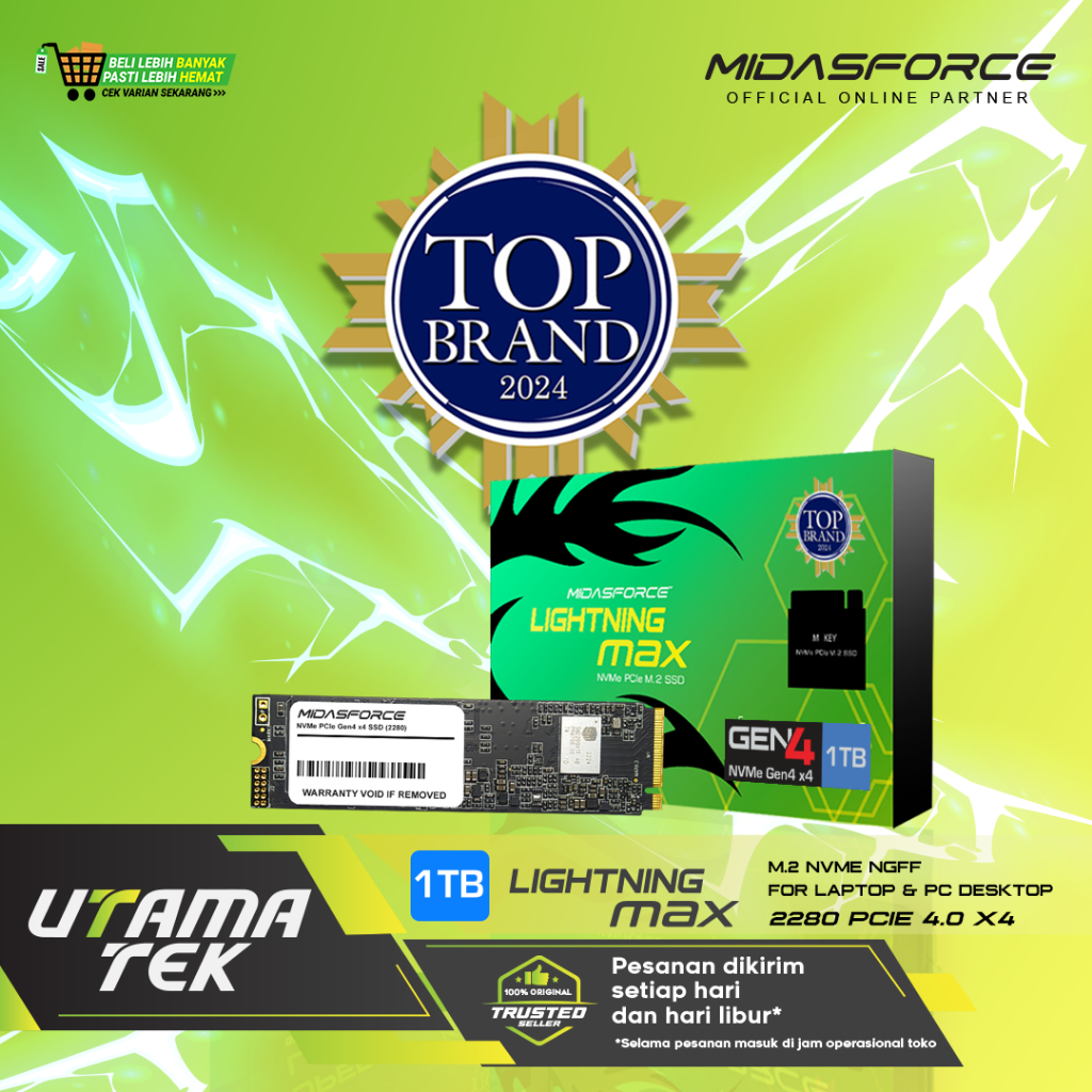 NVME 1TB GEN 4 MIDASFORCE LIGHTNING MAX SSD NVMe PCIe Gen4 1TB