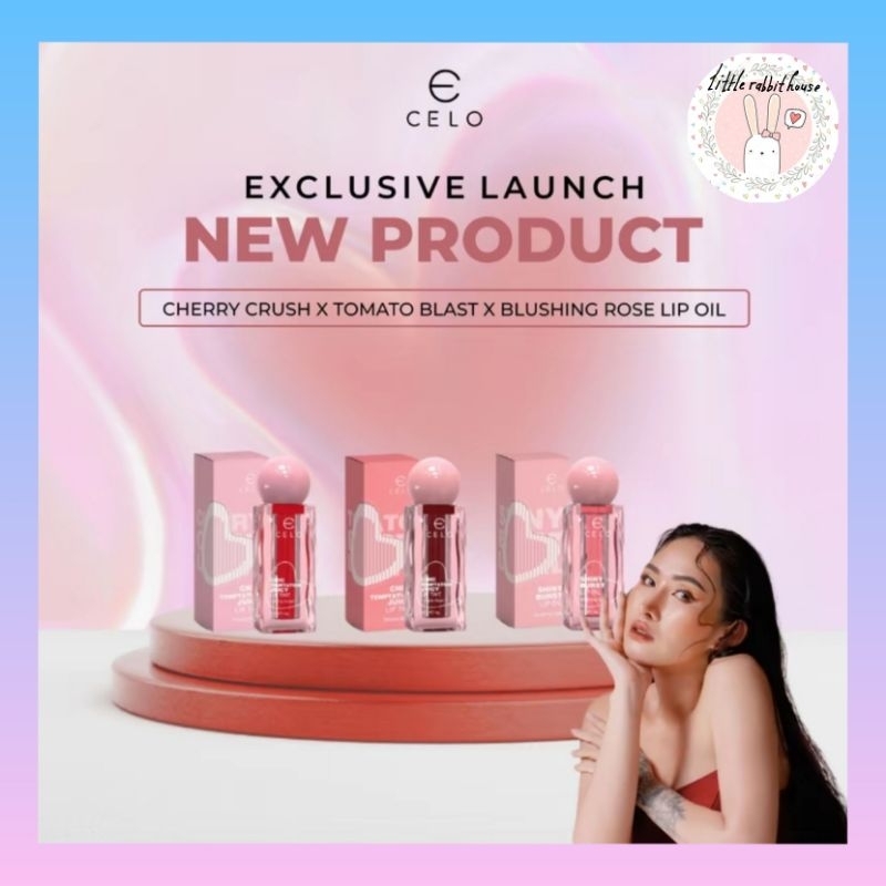 READY STOCK CELO LIPTINT TOMATO BLAST X CHERRY CRUSH X BLUSHING ROSE LIP OIL TINT