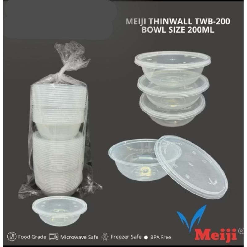 Thinwall Kotak Makan Plastik Bowl / Bulat Merk Meiji