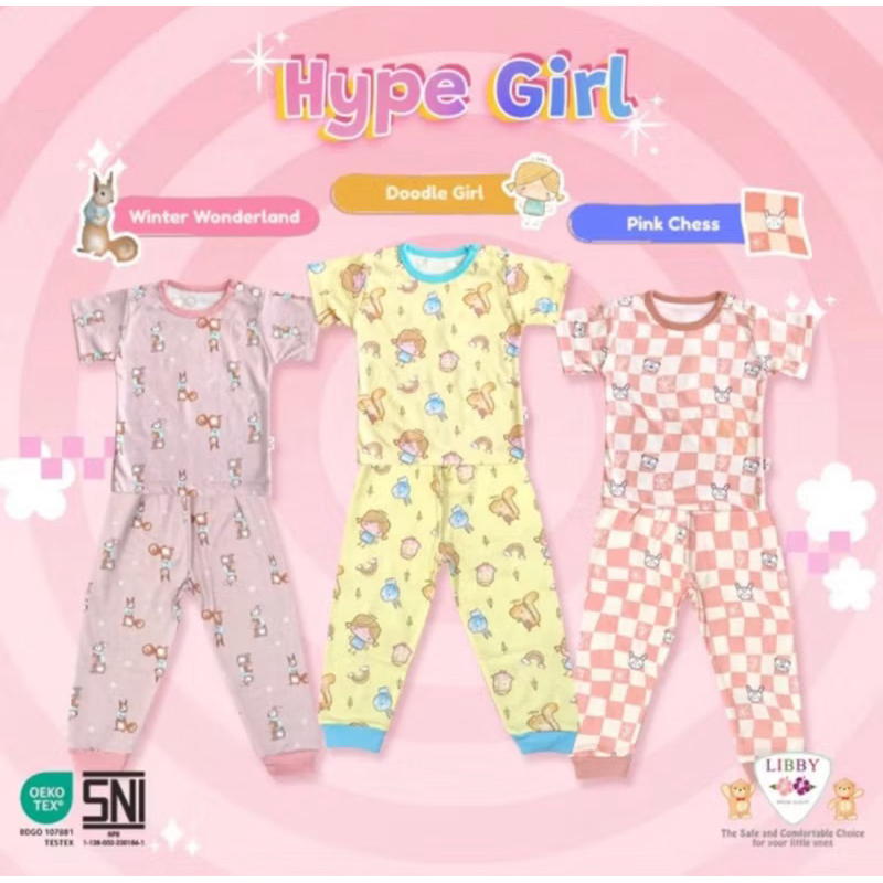 Libby baby/Velvet Junior~ set CPR baju pendek + celana panjang size S,M,L,2L,XL,XXL