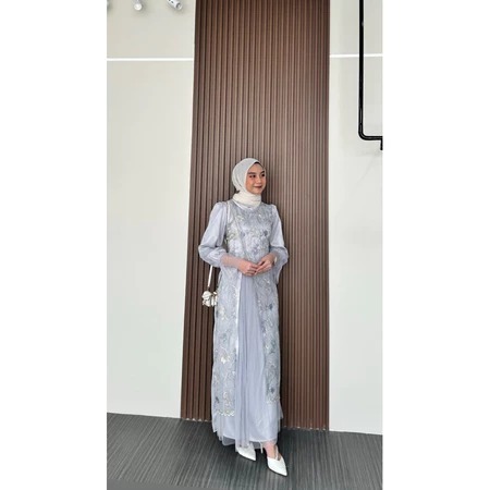 KINAR DRESS SILK BRUKAT TILLE GARDEN DRESS KONDANGAN SIMPLE MEWAH TRENDY TERBARU BUSUI FRIENDLY