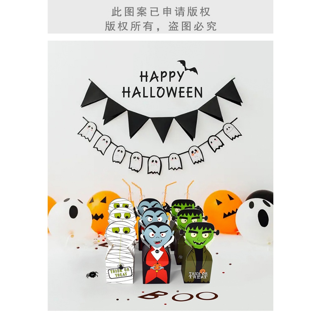 

Box Halloween Permen dus Candy Cookies Snack Bag bentuk topi dan karakter halloween