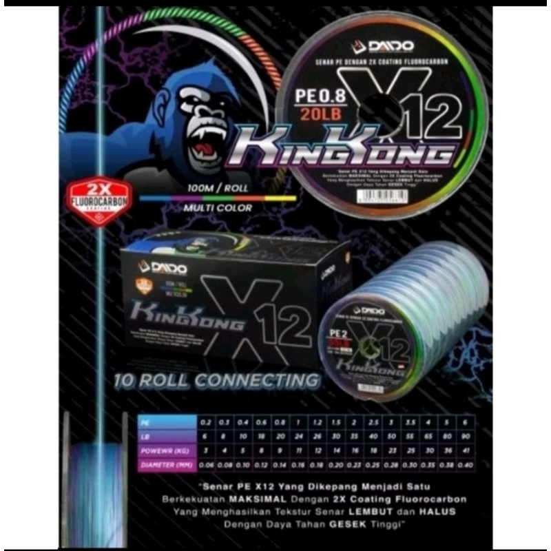 SENAR PE KINGKONG X12 MULTI COLOUR