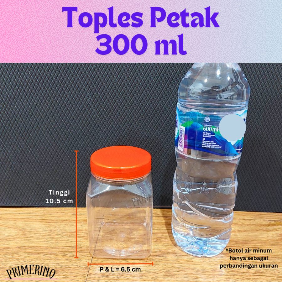 TOPLES PETAK 300 ML / TOPLES BOTOL PLASTIK 300ML IKAN CUPANG / TOPLES SILINDER / JAR PLASTIK