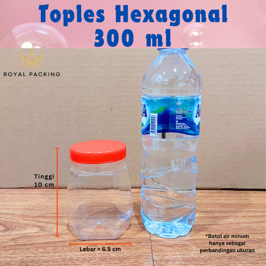 [RP] TOPLES PETAK 300 ML HEXAGONAL / TOPLES BOTOL PLASTIK 300ML JAR PLASTIK