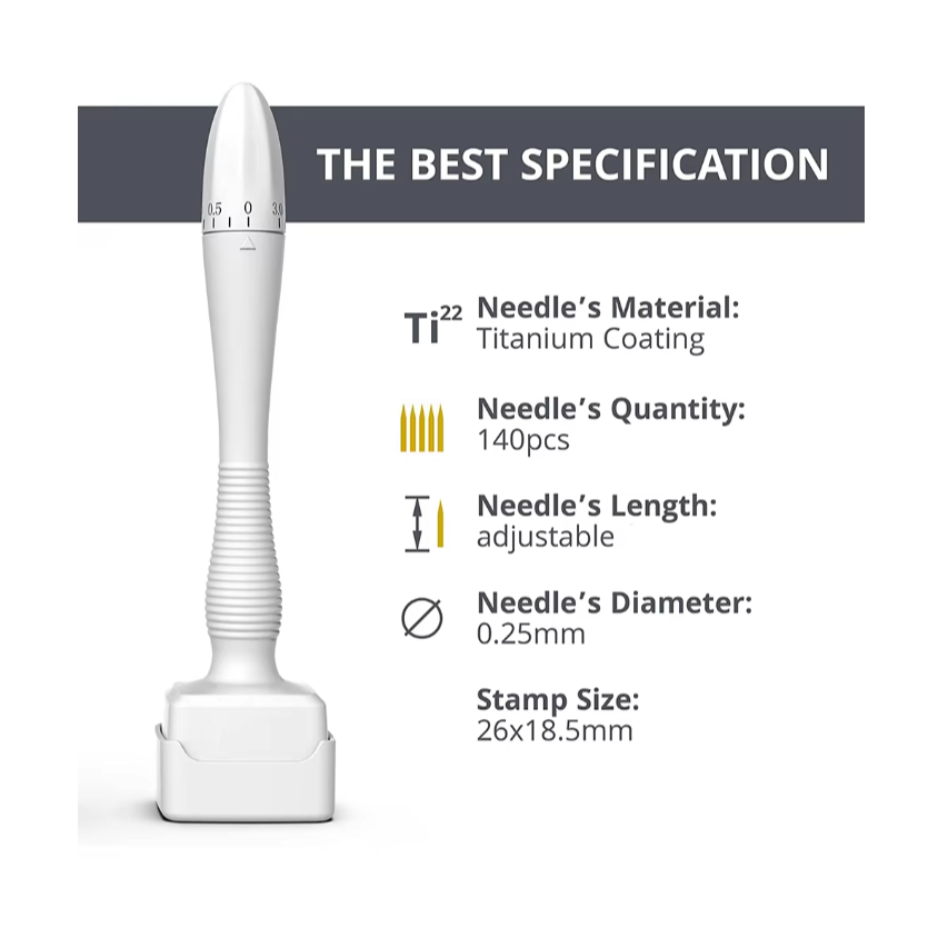 NEW Derma Roller Stamp DRS140A Adjustable Panjang Jarum Microneedle Anti-Aging Kerut Rambut