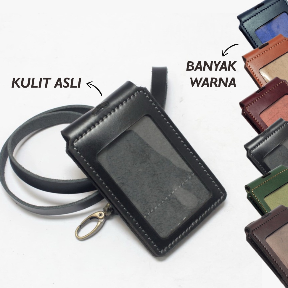 

Penjualan Terpercaya Id Card Holder Model Lipat Kulit Asli Name Tag Magnet Tali