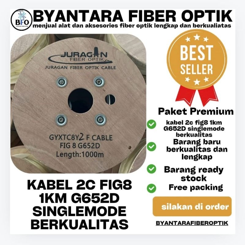 kabel 2core fig8 1000m G652D / fig 8 2 core 1000 meter / kabel 2 core