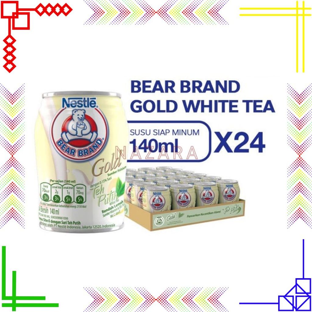 

BEAR BRAND Susu Kaleng Gold White Malt / White Tea Susu Steril 140ml x 24 pcs