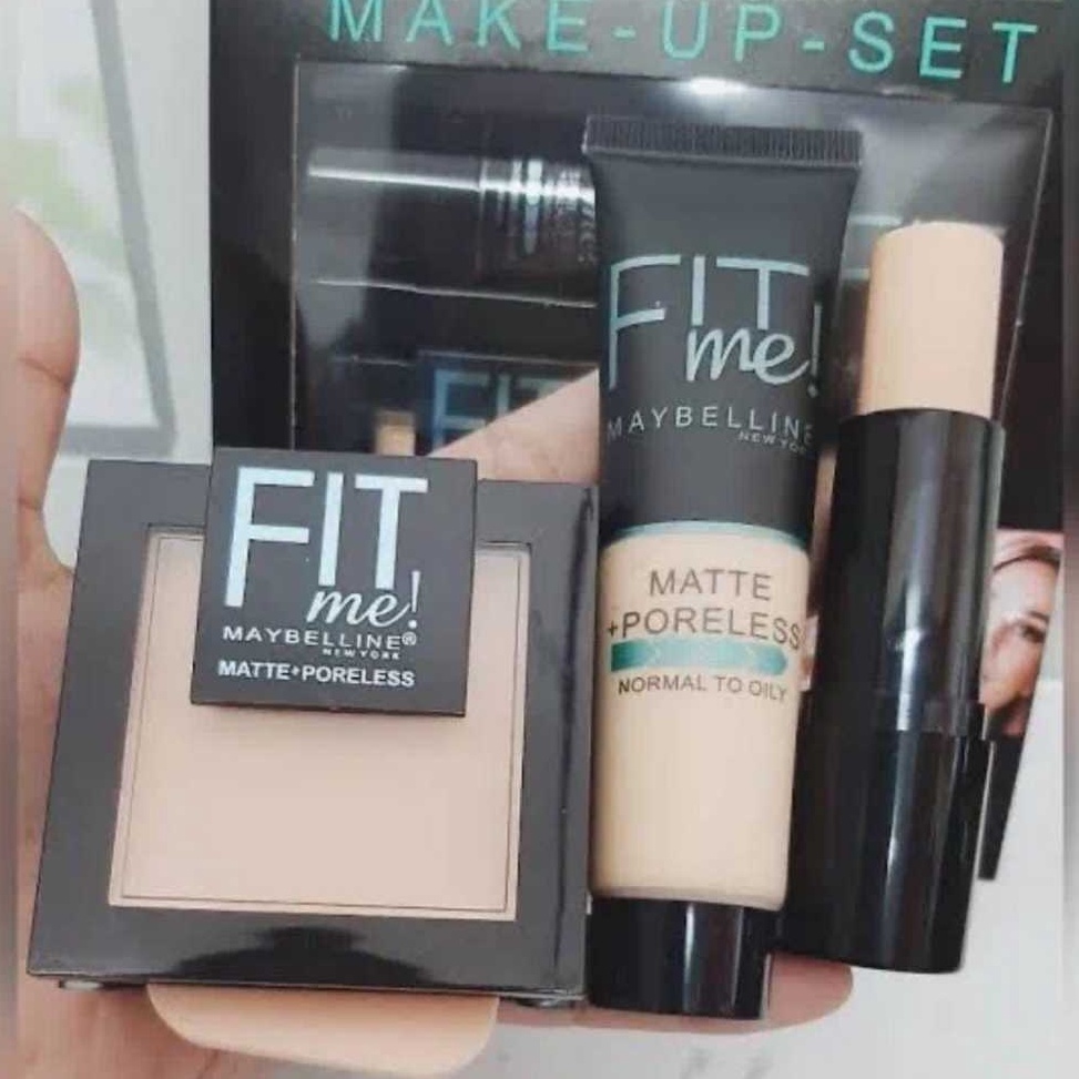 Diskon sd 2  1 SET FIT ME 3 IN 1  CONCLEAR BEDAK HIGHLITHER FOUNDATION FIT ME  MAKE  UP SET MAYBELLI