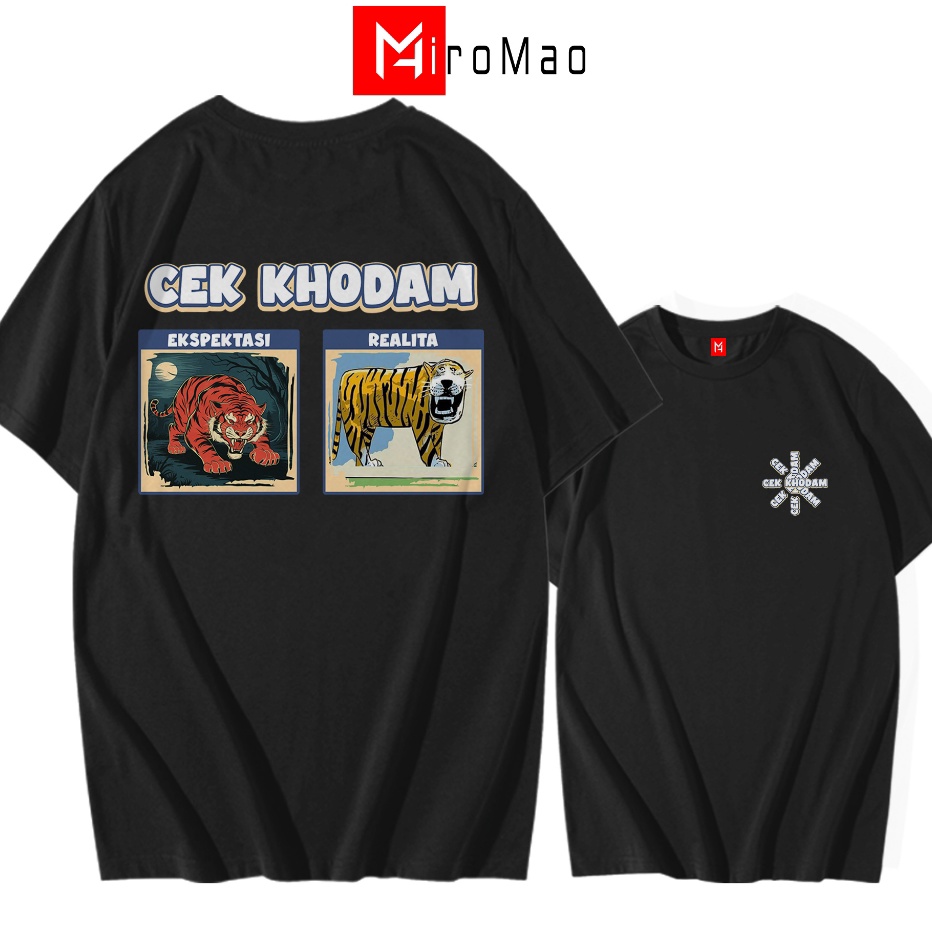 HiroMao Kaos Distro Anime Cek Khodam Ekspetasi Cotton Combed 3s Tshirt Pria Distro Baju Oong Bandung