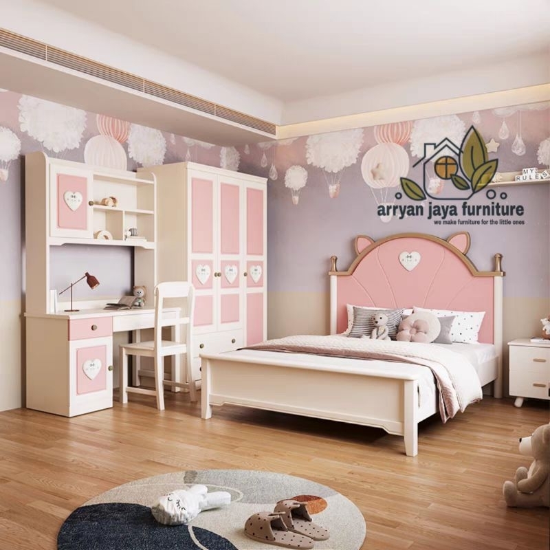 tempat tidur anak perempuan set,  kasur anak