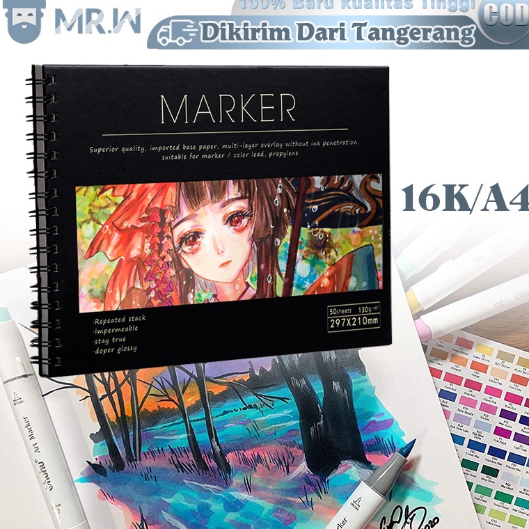 

Super Hadiah Marker Pad 5 Sheets Marker Pen Drawing Paper A4 Hard Cover Sketchbook Untuk Copic Dan Promarker