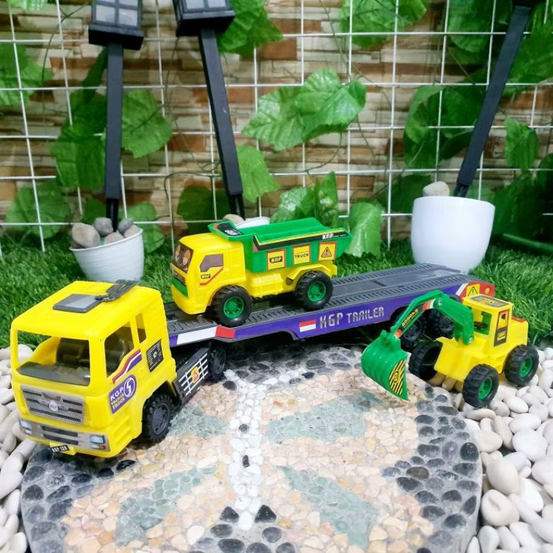 mainan truk kontainer muatan kontruksi anak edukatif - mainan mobil truk trailer anak