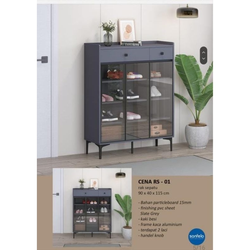 rak sepatu SANFELO  by SIANTANO /rak sepatu 3pintu/rak sepatu kaca