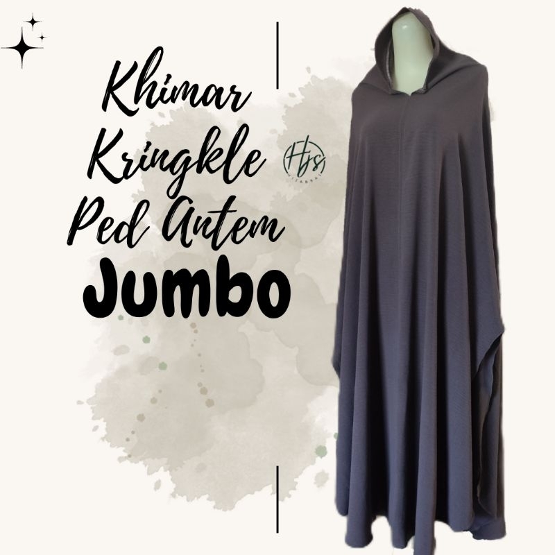 Khimar Jumbo Crinkle Air Flow Ped Antem Cutting Rata/Jilbab Jumbo Syari Free Cadar