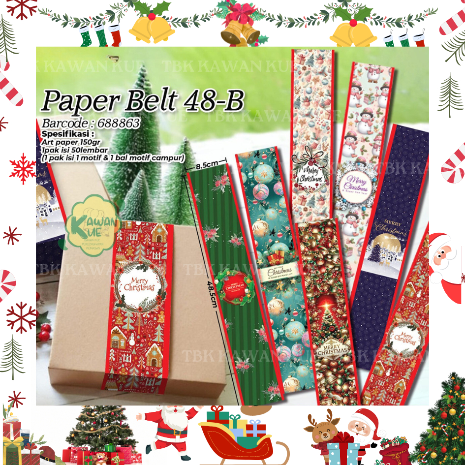 

PAPER BELT CHRISTMAS 1 PAK ISI 10PC / SABUK KEMASAN TEMA NATAL / PAPER BELT NATAL / HIASAN KOTAK NATAL