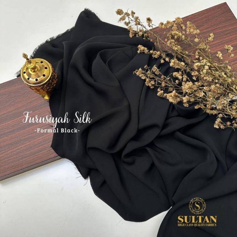 Kain Abaya Sultan Fursan Silk / FURUSIYAH SILK Formal Black polos