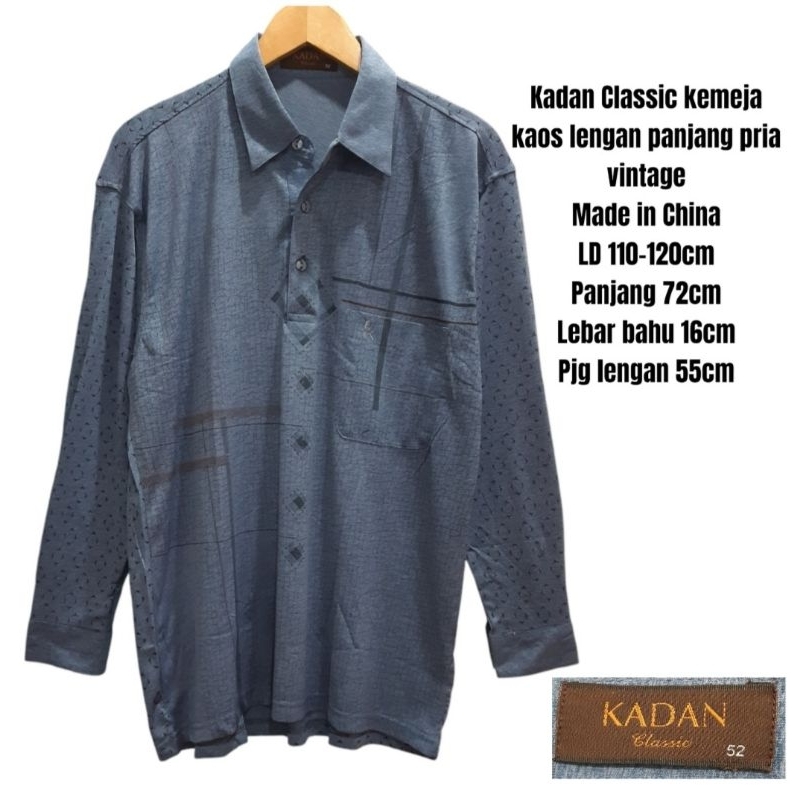 Kadan Classic kemeja kaos lengan panjang pria vintage