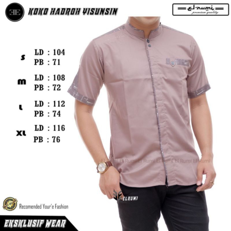 Baju koko fashion pria Lilac lengan pendek bahan toyobo ori | elrumi