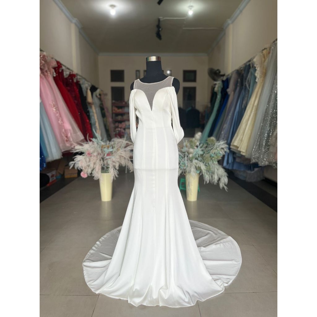 [SEWA] Gaun Wedding Putih/ White Wedding Mermaid Gown Dress WD-002