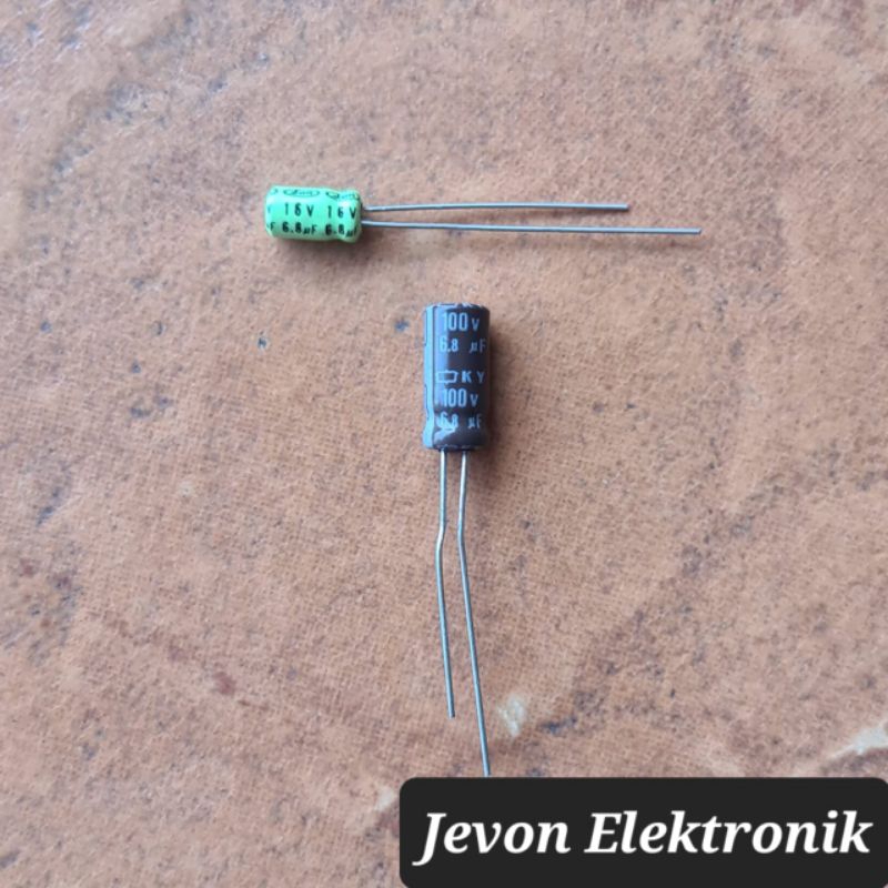 Capasitor Elco 6,8 uf 16 100 v volt kapasitor elko 6,8uf 16v 100v 6.8 6.8uf
