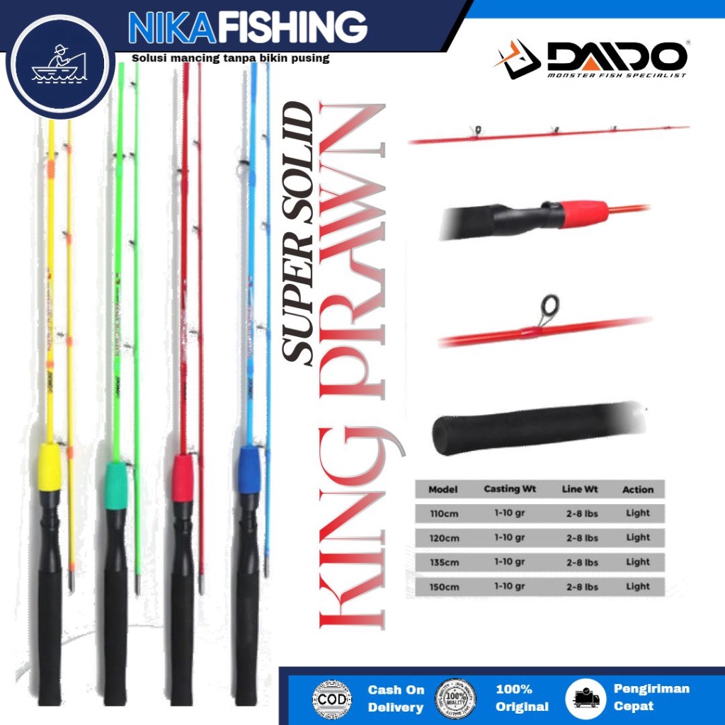 Joran Mancing Microfishing Wader Udang Uceng Ikan-ikan Kecil Super Lentur 2-6lb Daido King Prawn