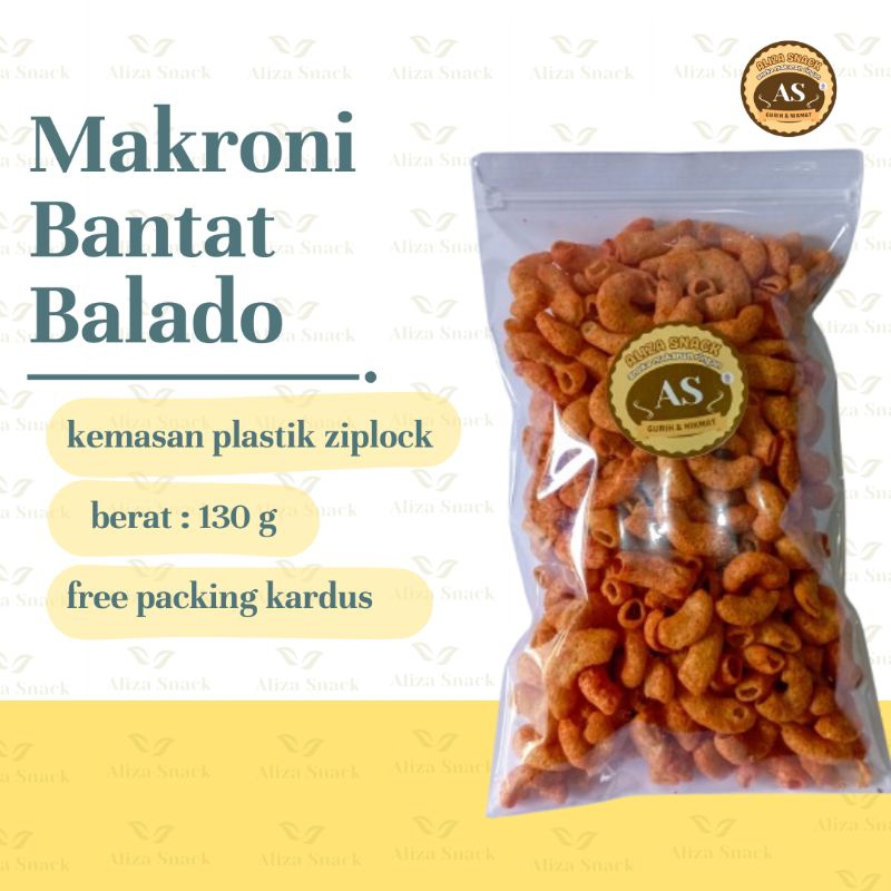 

Alizasnack Makroni Bantat Balado,Makroni Bantet kering balado renyah,tidak berminyak