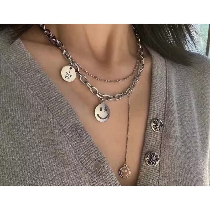 Kalung rantai silver Vintage smile