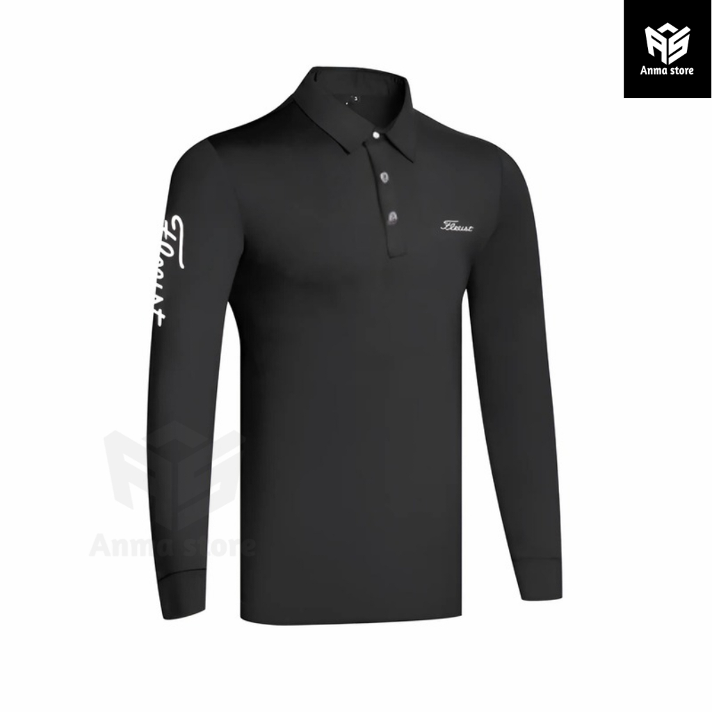 Polo shirt Pria Wanita Kaos Kerah Lengan Panjang Title Golf