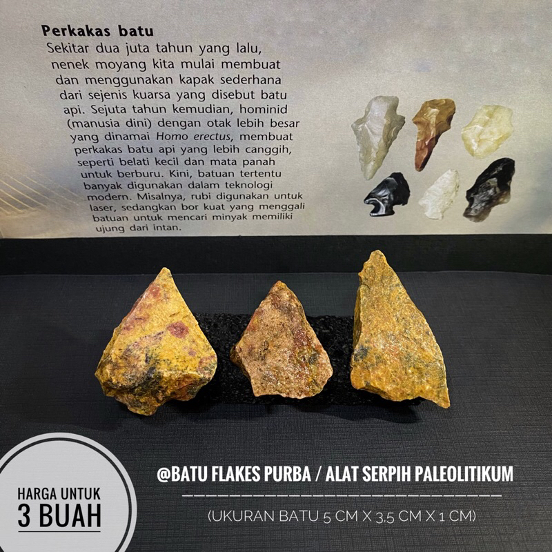 Batu Flakes Purba C7 atau Batu Serpih atau Kapak Batu Paleolitikum atau Kapak Lampau