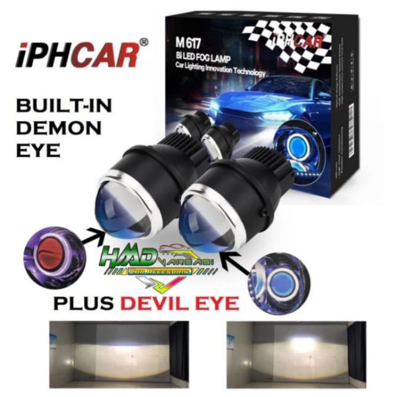 Lampu BILED FOGLAMP DEMON EYE M617 Iphcar Devil Eyes Fog lamp projector Projie - DEMON MERAH